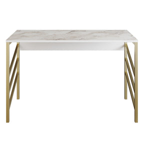 Birou Tuna, din PAL melaminat, alb/gold, 120x60x75 cm
