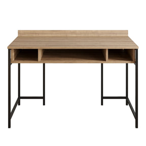 Birou Tumata, nuc/negru, PAL melaminat/metal, 120x65x62 cm