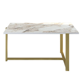 Masuta de cafea Merideths, din PAL melaminat, marmura alba/gold, 92x64x45 cm