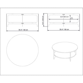 Masuta cafea Versy, negru, PAL melaminat/metal, 90x90x37 cm