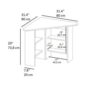 Birou Corner, alb, PAL melaminat, 80x74x80 cm