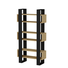 Biblioteca Carmen, negru/stejar miere, PAL melaminat, 80x160x26 cm