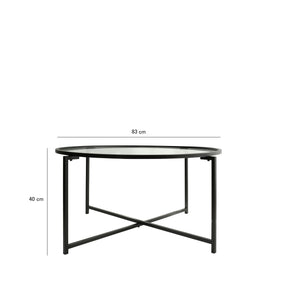 Masuta cafea Sun S403, negru, sticla/metal, 83x83x40 cm