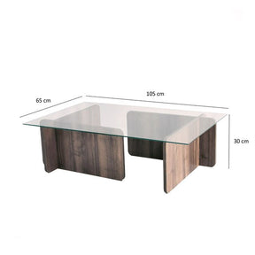 Masuta cafea Escape, nuc, sticla/PAL melaminat, 105x30x65 cm