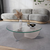Masuta cafea Lily, alb, sticla/PAL, 90x90x30 cm