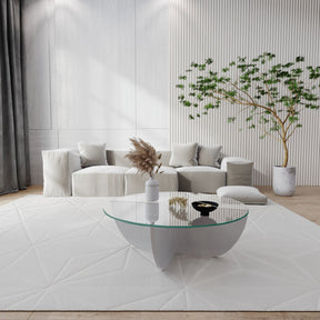 Masuta cafea Lily, alb, sticla/PAL, 90x90x30 cm