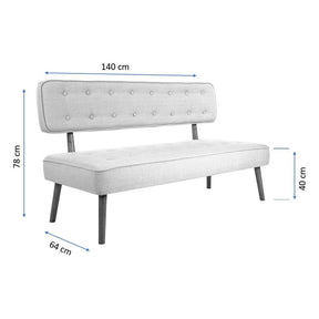 Banca 558ZEN1242, gri, lemn/poliester, 140x64x78 cm