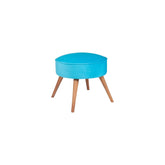 Taburet Boyce, turcoaz, lemn/material textil, 45x45x41 cm