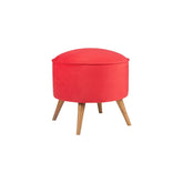 Taburet Buena Park, rosu, lemn/material textil, 45x45x43 cm