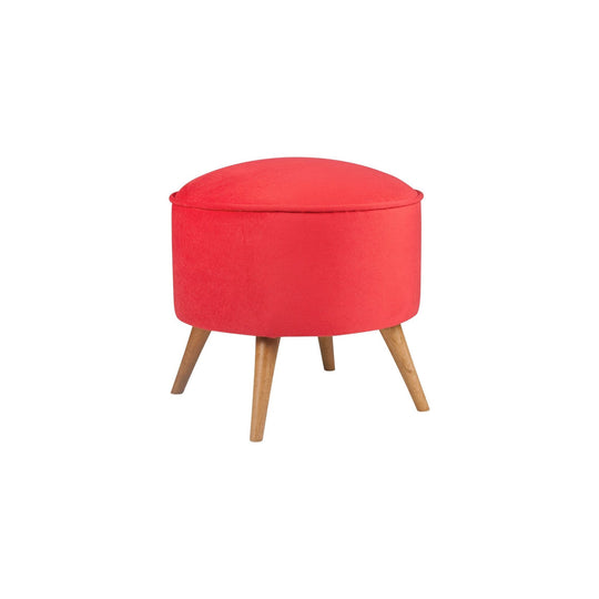 Taburet Buena Park, rosu, lemn/material textil, 45x45x43 cm