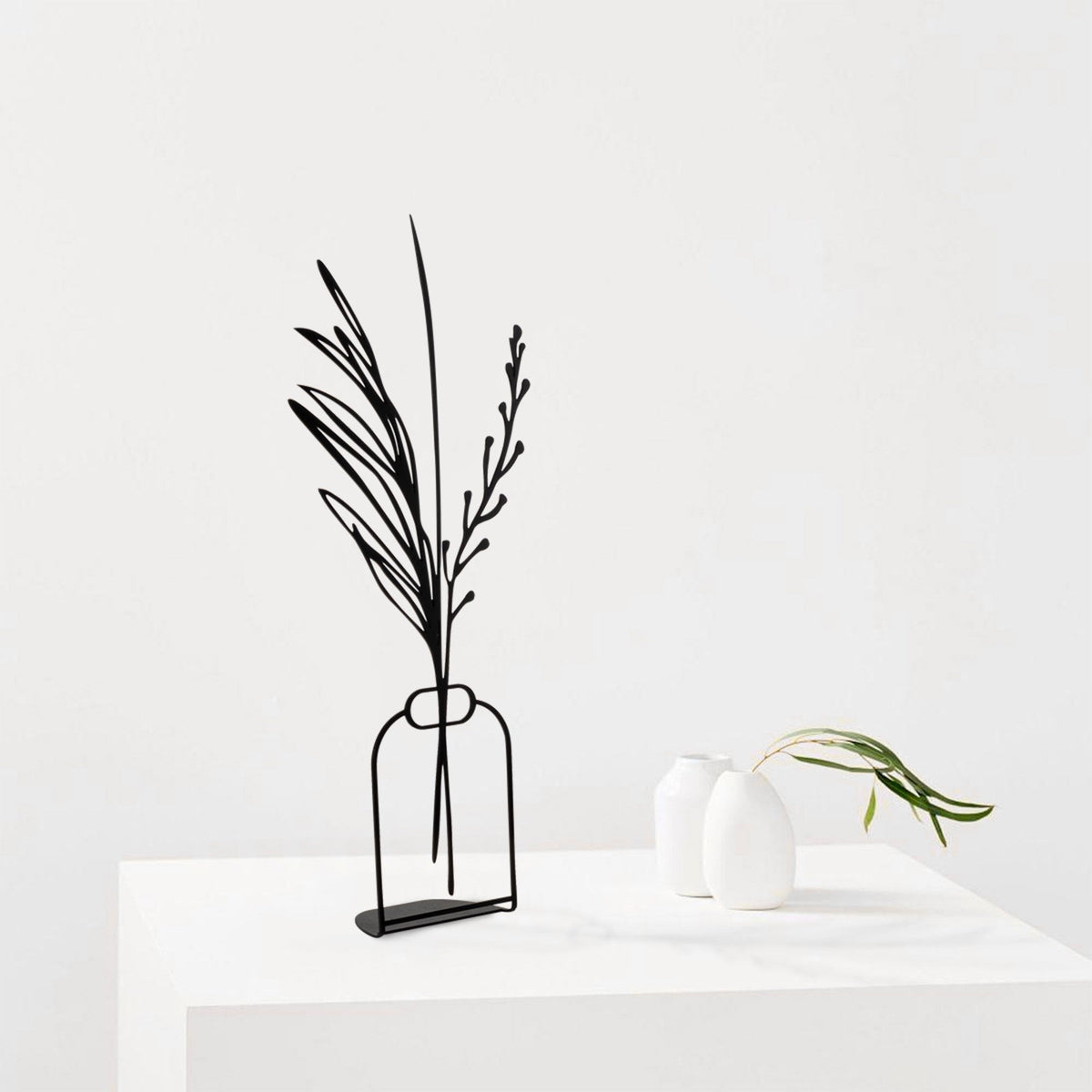Obiect decorativ Flowerpot - 8, negru, metal 100%, 15x44 cm