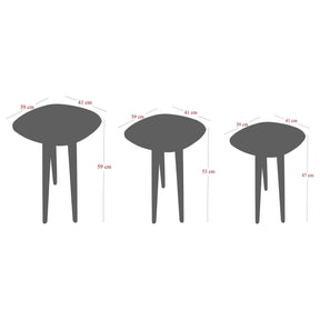 Set 3 masute Tyn, nuc, 100% PAL melaminat, 41x47x39 cm