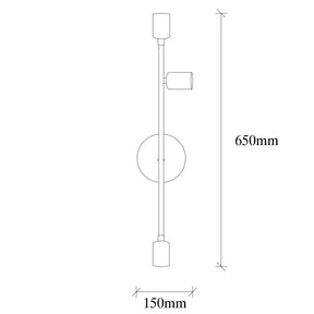 Aplica de perete Bedside - 3170, metal, auriu, 15x15x65 cm