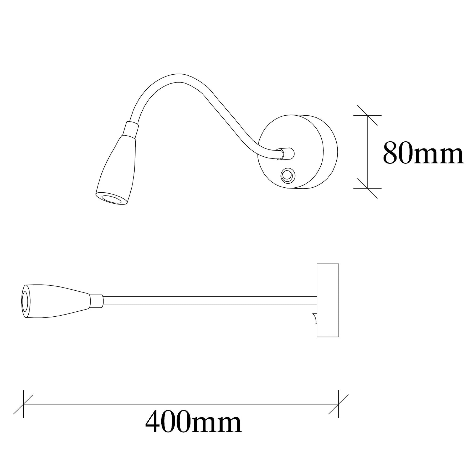 Lampa de perete Reading, 3246, cadru metalic, negru, 8x38x15 cm