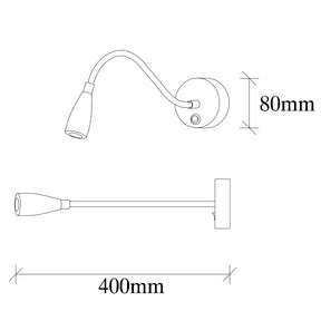 Lampa de perete Reading, 3246, cadru metalic, negru, 8x38x15 cm