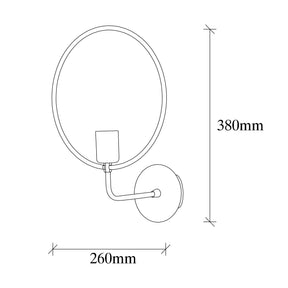 Lampa de perete Circle - 3260, cadru metalic, negru, 26x19x38 cm