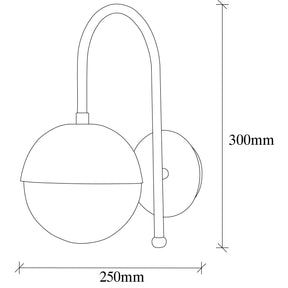 Lampa de perete Karsor, 3300, cadru metalic/sticla, auriu/alb, 15x25x30 cm
