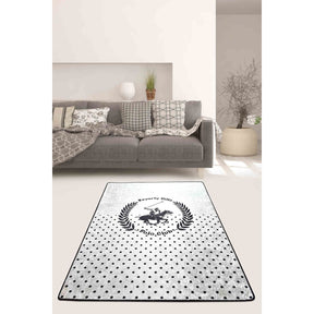 Covor Martin, alb/negru, catifea/poliester, ecru/negru, 120x180 cm