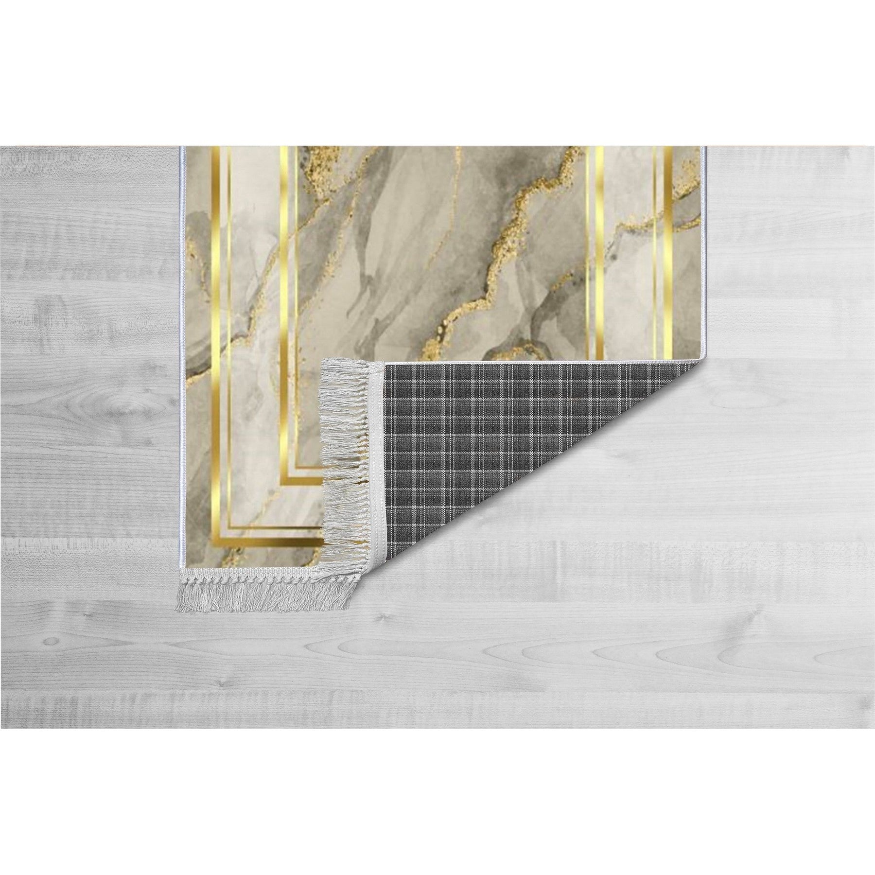 Covor, 80x150 cm, forma dreptunghiulara, catifea/bumbac, auriu, ELS2418
