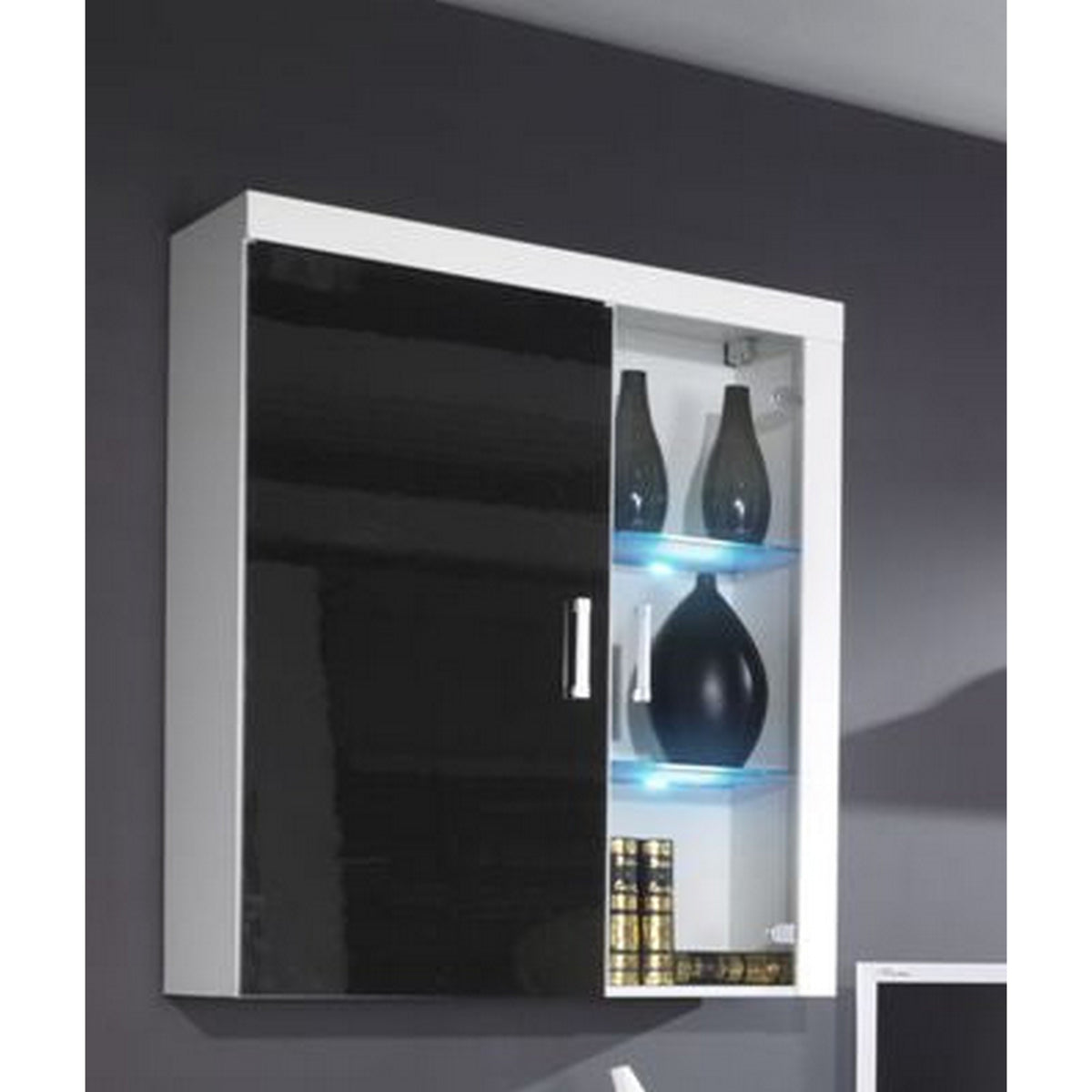 Vitrina suspendata SAMBA REG-4, alb/negru
