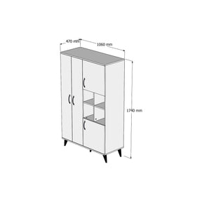 Dulap GRD0103, alb, PAL, 4 usi, 106x47x174 cm