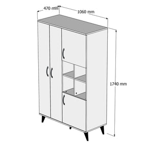 Dulap GRD0102, stejar, PAL, 4 usi, 106x47x174 cm