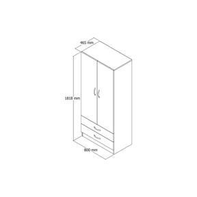 Dulap GRD0401, alb, PAL, 2 usi si 2 sertare, 80x46x182 cm
