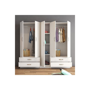 Dulap GRD0701, alb, PAL, 5 usi si 4 sertare, 200x46x182 cm