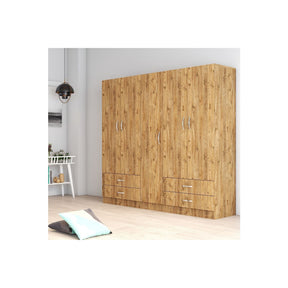 Dulap GRD0702, stejar, PAL, 5 usi si 4 sertare, 200x46x182 cm