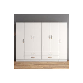 Dulap GRD0801, alb, PAL, 6 usi si 4 sertare, 240x46x182 cm