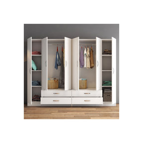 Dulap GRD0801, alb, PAL, 6 usi si 4 sertare, 240x46x182 cm