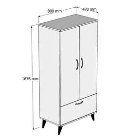 Dulap GRD0203, alb/stejar, PAL, 3 usi, 80x47x168 cm