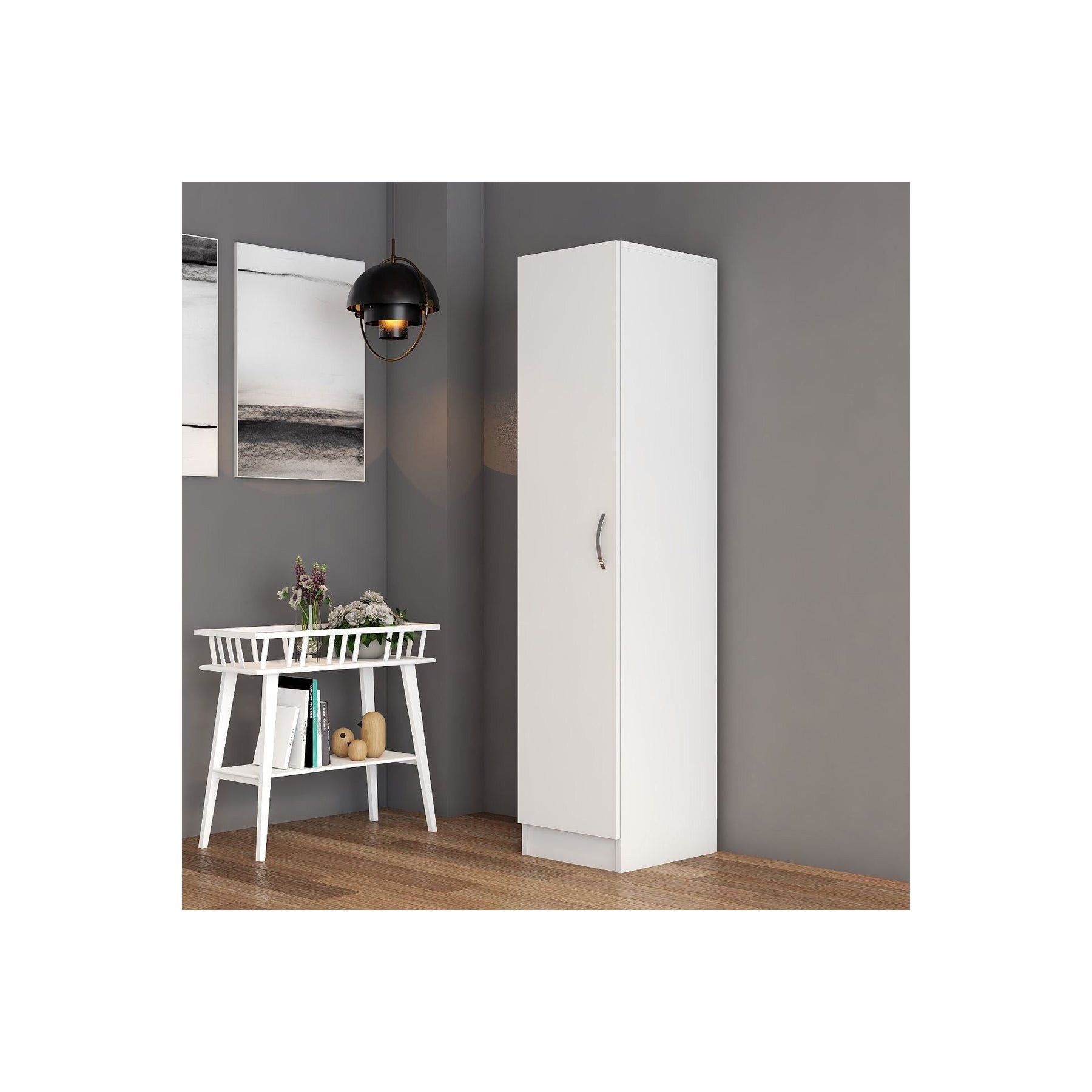Dulap GRD0301, alb, PAL, o usa, 46x40x182 cm