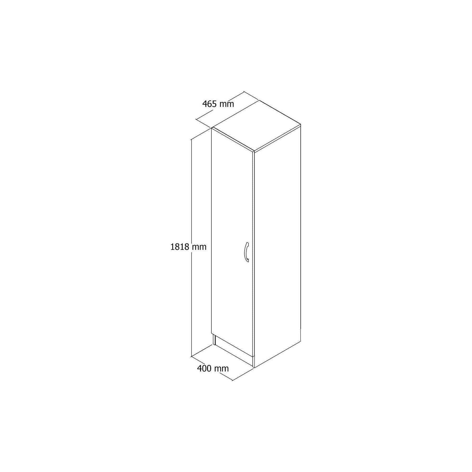 Dulap GRD0301, alb, PAL, o usa, 46x40x182 cm