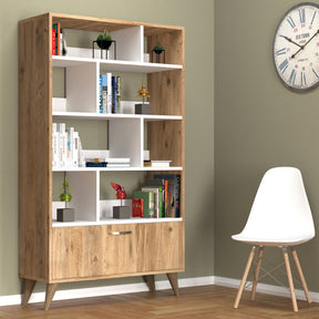 Biblioteca KTB0202, stejar/alb, PAL, 90x35x160 cm