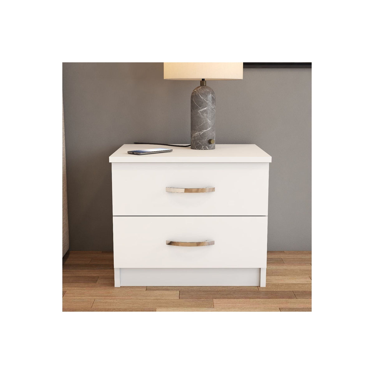 Noptiera KMD0201, alb, PAL, 52x44x45 cm