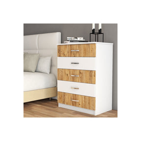 Comoda SFY0203, alb/stejar, PAL melaminat, 72x44.5x98 cm