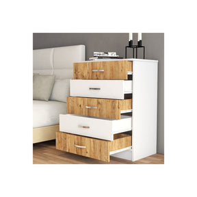 Comoda SFY0203, alb/stejar, PAL melaminat, 72x44.5x98 cm