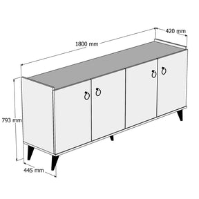 Comoda KSL0101, alb, PAL, 180x44x79 cm