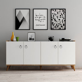 Comoda KSL0103, alb/stejar, PAL, 180x44x79 cm