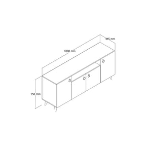 Comoda KSL0201, alb, PAL, 180x44x79 cm