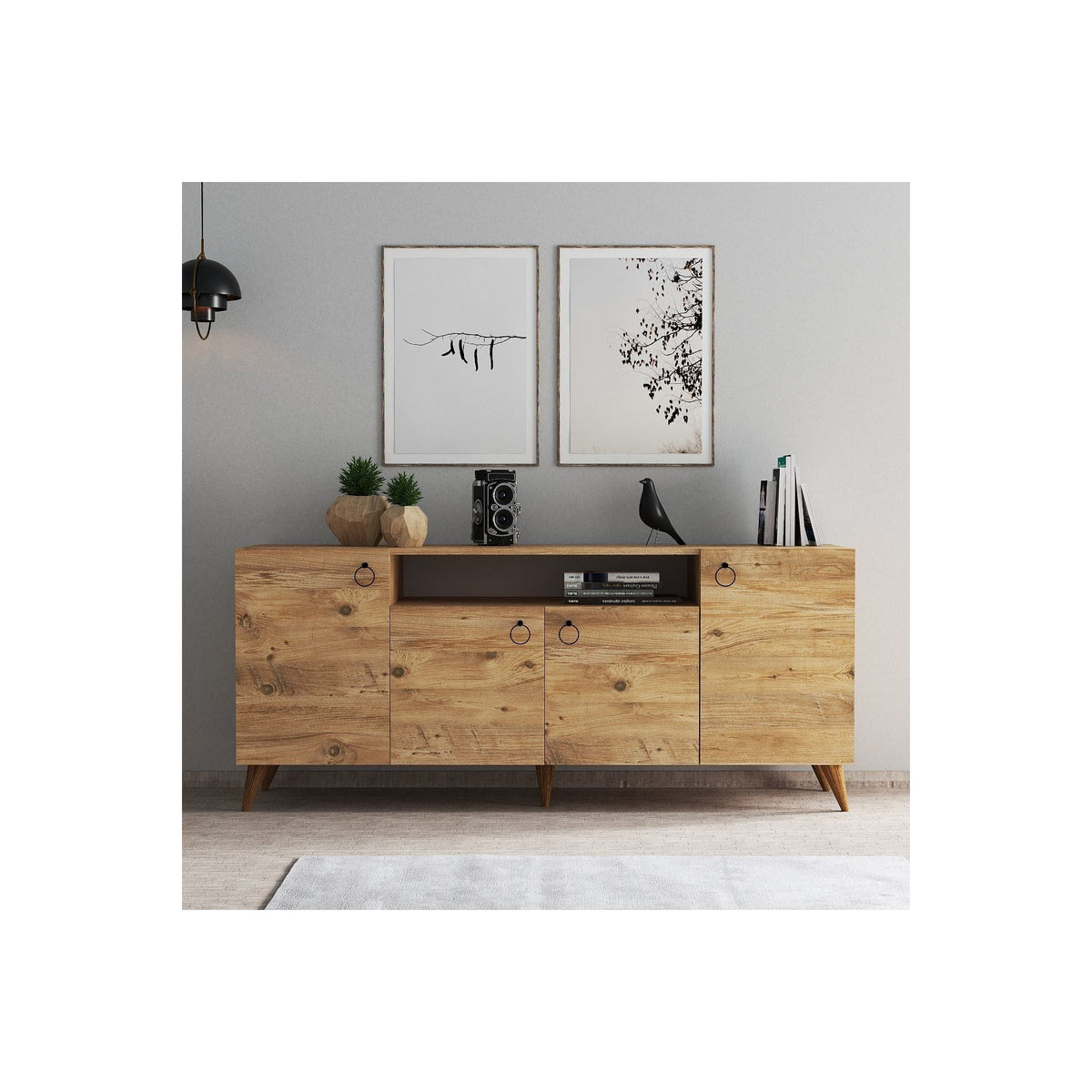 Comoda KSL0202, stejar, PAL, 180x44x79 cm