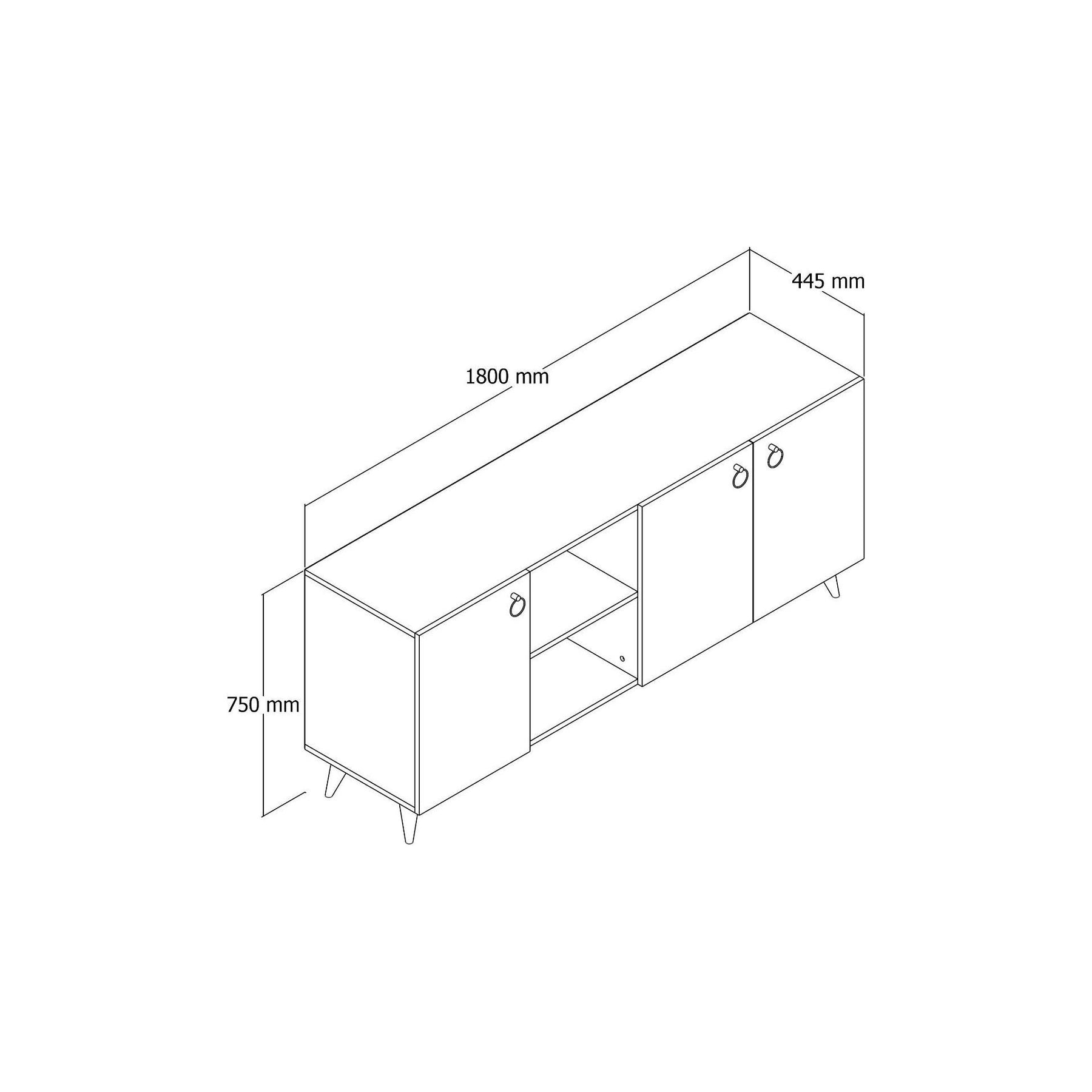 Comoda KSL0301, alb, PAL, 180x44x79 cm