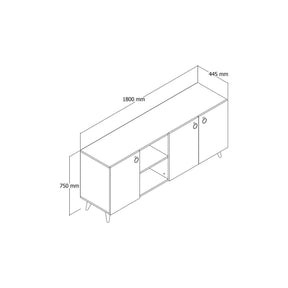 Comoda KSL0301, alb, PAL, 180x44x79 cm