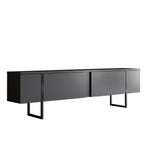 Comoda TV cu usi LUXE, PAL melaminat/metal, gri antracit/negru, 180×30×50 cm