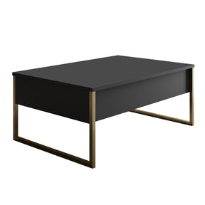 Masuta cafea Luxe, gri antracit/auriu, PAL/metal, 90x60x40 cm