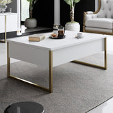 Masuta cafea Luxe, alb/auriu, PAL/metal, 90x60x40 cm