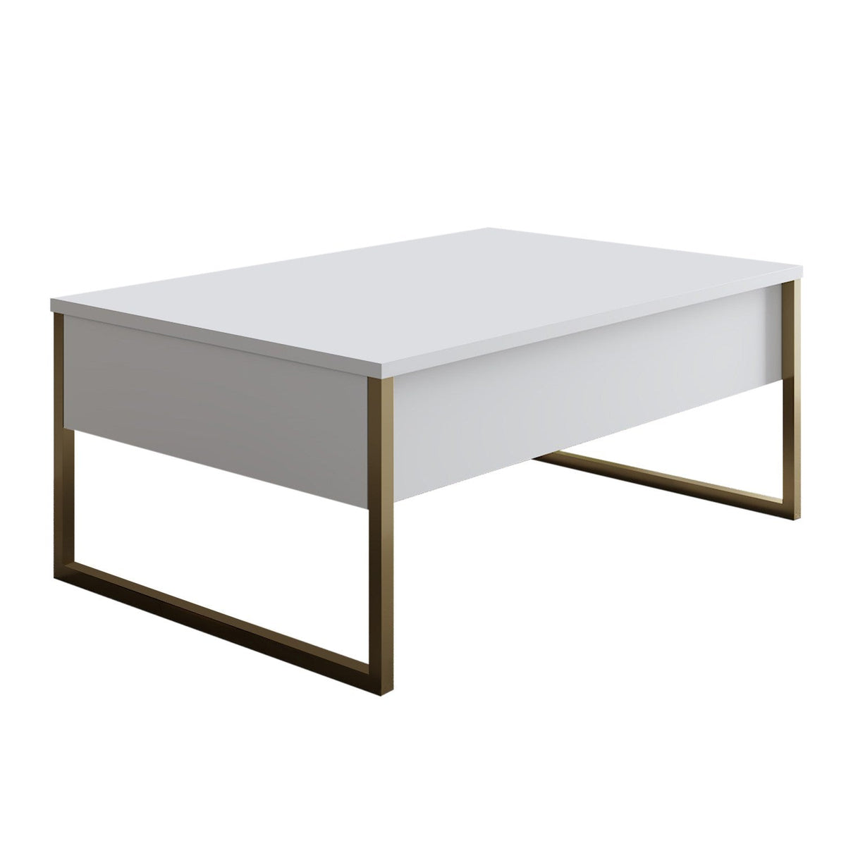 Masuta cafea Luxe, alb/auriu, PAL/metal, 90x60x40 cm