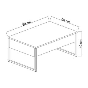 Masuta cafea Luxe, nuc/auriu, PAL/metal, 90x60x40 cm