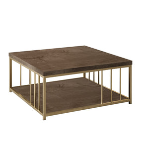 Masuta cafea Zenn, nuc/auriu, PAL melaminat/metal, 90x90x40 cm
